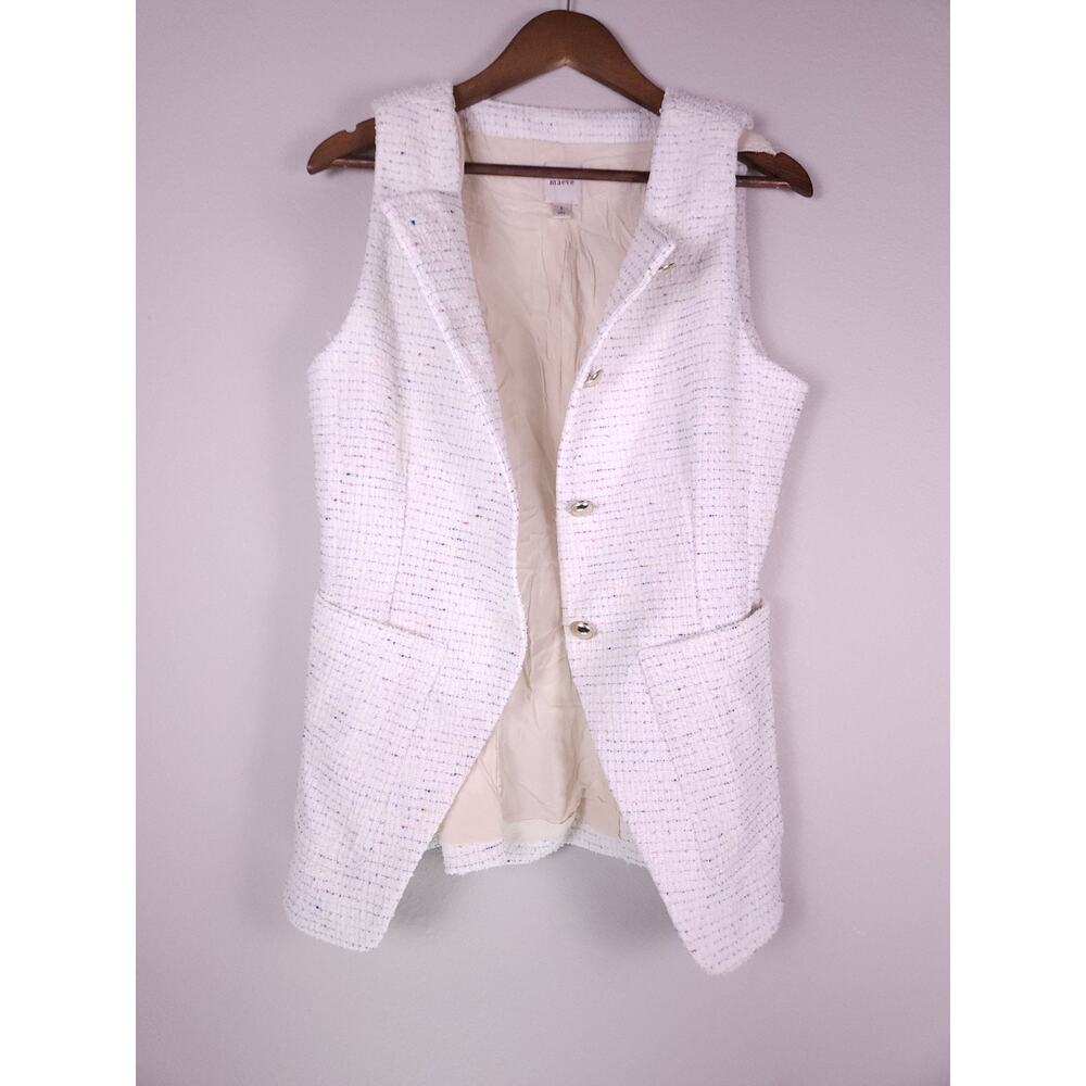 Maeve Anthropologie Tweed Sleeveless Vest Top S White Multicolor - Picture 7 of 13